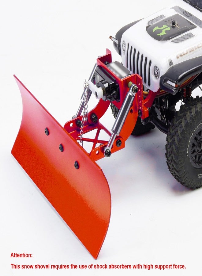 TOOMOD 1/24 RC Aluminum Adjustable Snow Shovel/Snow Plow kit with 12G 180° Servo Motor Compatible with 1/24 Axial SCX24 Crawler Car Upgrade (Red) - Image 4